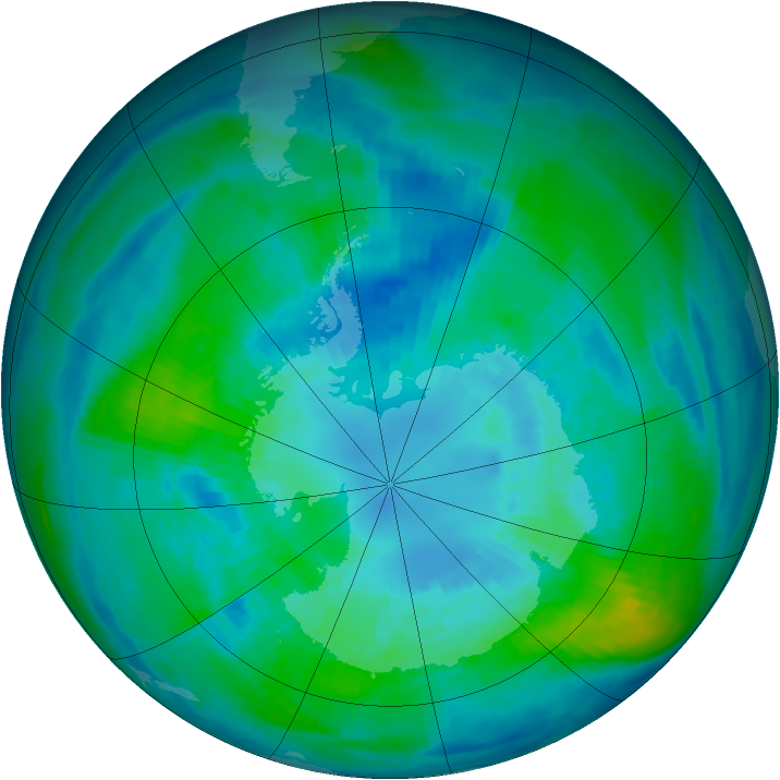 Antarctic ozone map for 04 April 1984